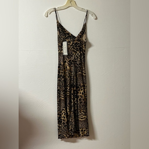 Vintage La Belle Drape Neck Animal Leopard Print Midi Size Medium New - Picture 6 of 8
